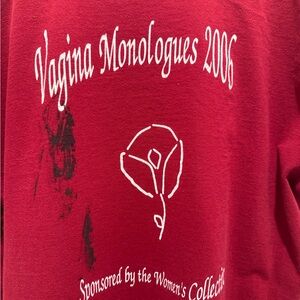 Vaginas monologue tee from 2006 Hobart and William Smith NY